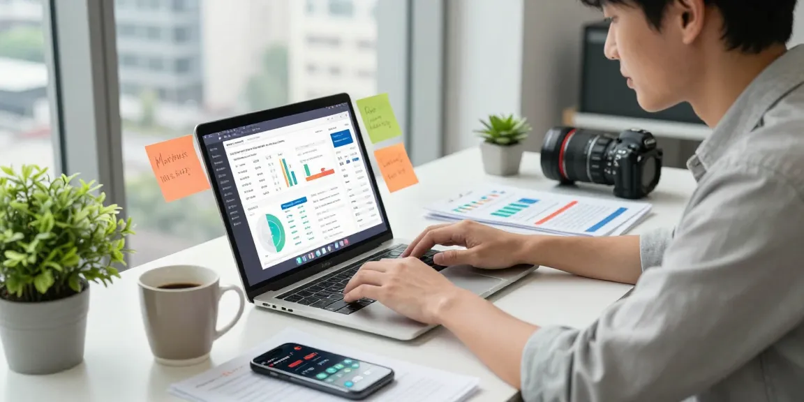 Aktivitas di workspace digital marketing dengan bukumimpi138 link di layar laptop.