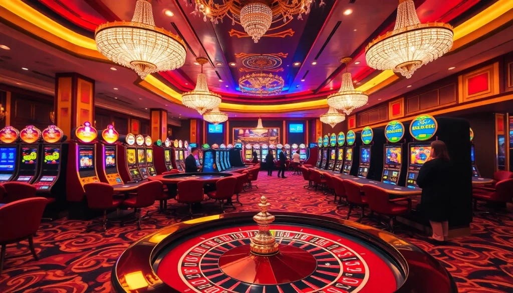 Experience thrilling gaming action at https://kkwin.co.com/ with elegant casino tables and vibrant slot machines.