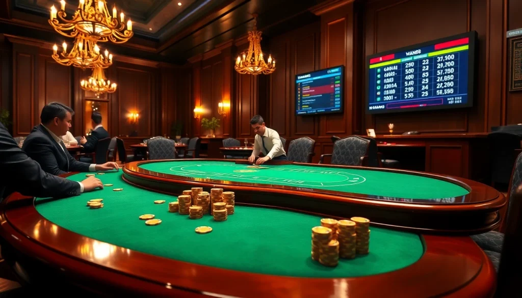 High-stakes poker table at nhà cái Man88, showcasing luxury gaming and betting excitement.