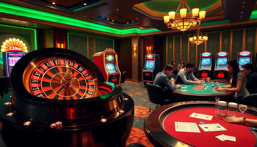 Engaged players enjoying exciting games at 23win's vibrant casino scene.