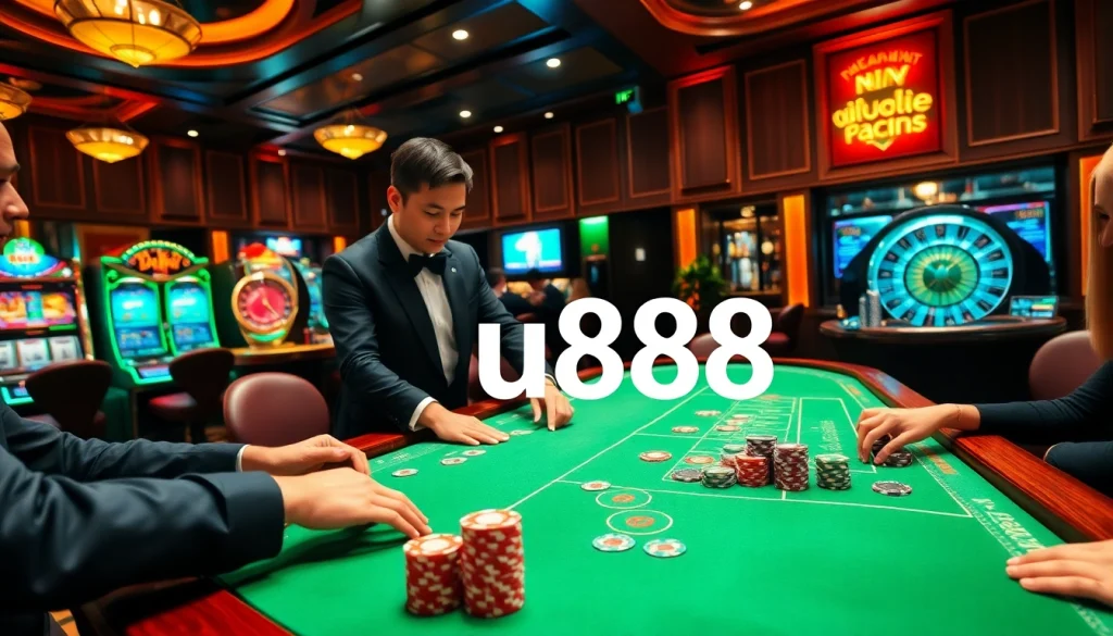 Experience the thrill of gambling at u888 with vibrant casino tables and exciting gaming action.