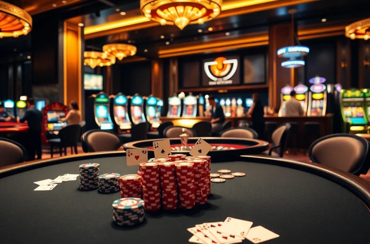 Experience the excitement of a high-stakes poker game at KK55.group's luxurious casino.
