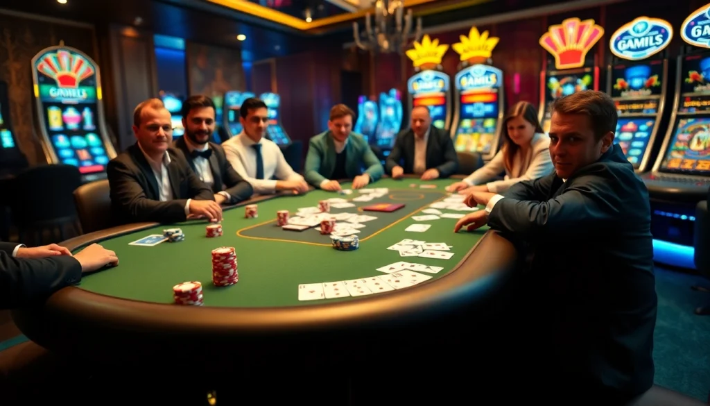 Experience the thrill of gaming at b52 club with vibrant casino tables and engaging players.