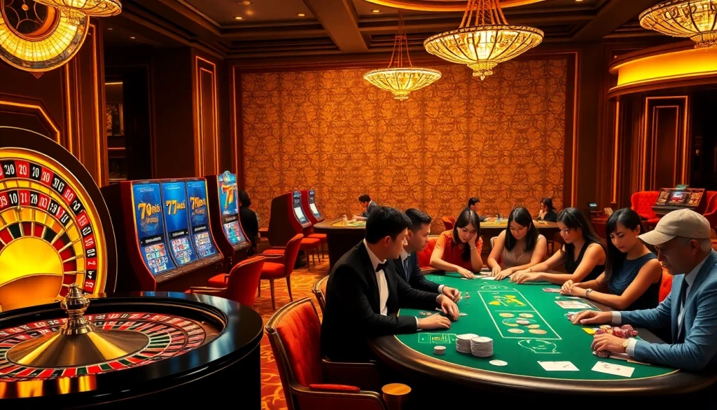 Players enjoying the excitement of casino games with a focus on 79king's thrilling atmosphere.
