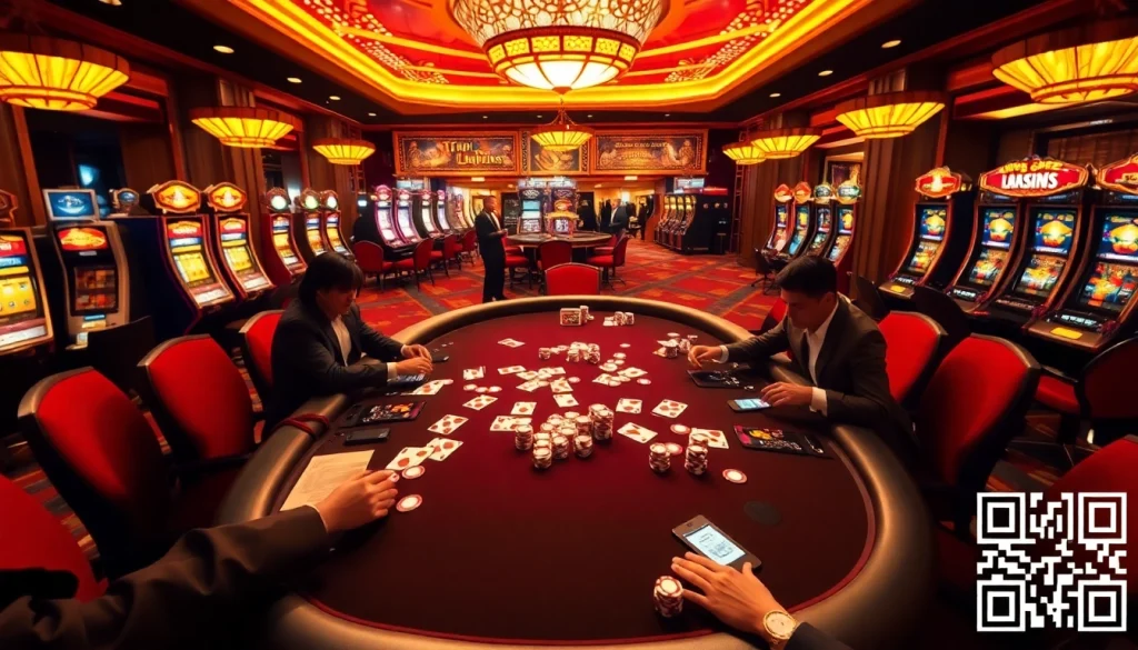 Engage in thrilling gameplay at a professional poker table, highlighting home jl55 with vibrant casino elements.