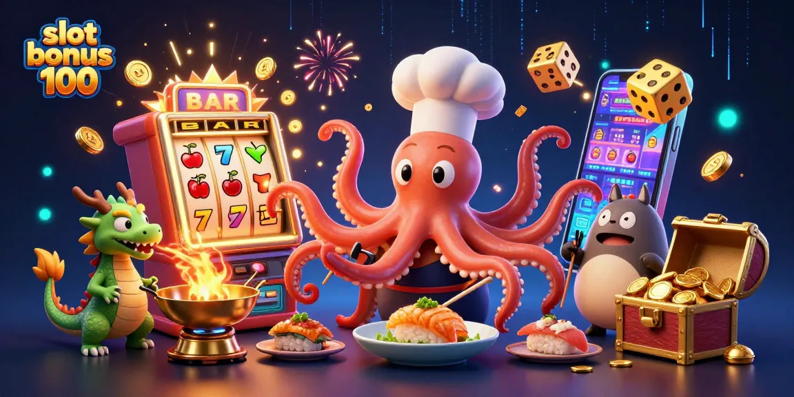 Experience the excitement of slot bonus 100 with a vibrant 3D casino scene featuring colorful characters and rich gaming elements.